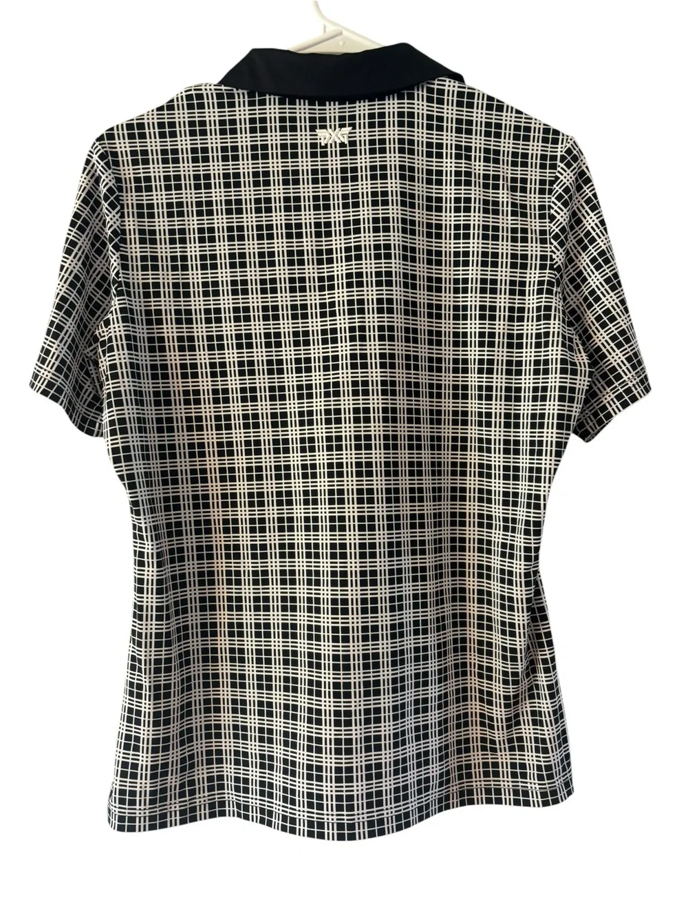 PXG Women's Black & White Grid-Print Performance Polo Shirt Size Medium